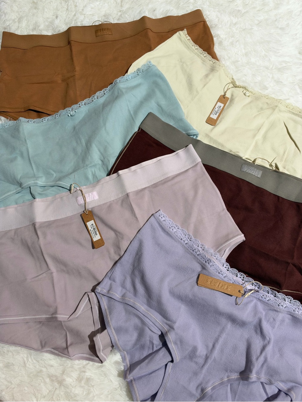NWT SKIMS 4X underwear bundle 6 pairs panties boy shorts briefs brown tan white